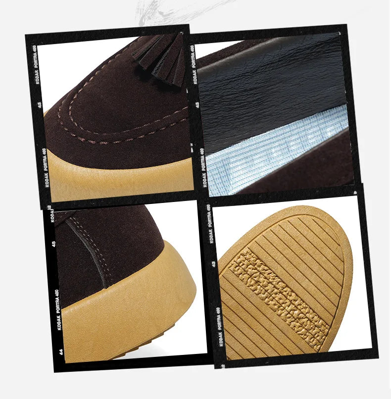 Mens Loafers Tassel Shoes Autumn  Fours Season British Style Fashion Casual Shoes Trendy Platform Anti Slip Vulcanized Shoes
