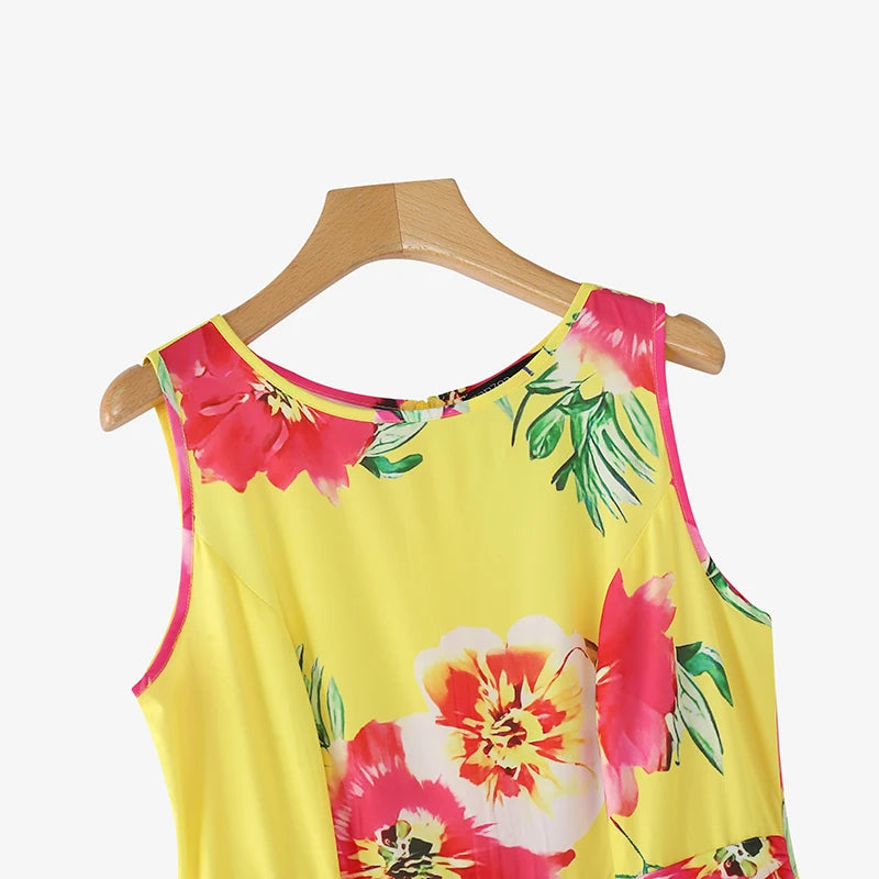 ZANZEA Women Floral Printed Bohemian Sundress 2026 Summer Tank Dress Fashion Sleeveless Waisted Robe Casual Party Maxi Dresses