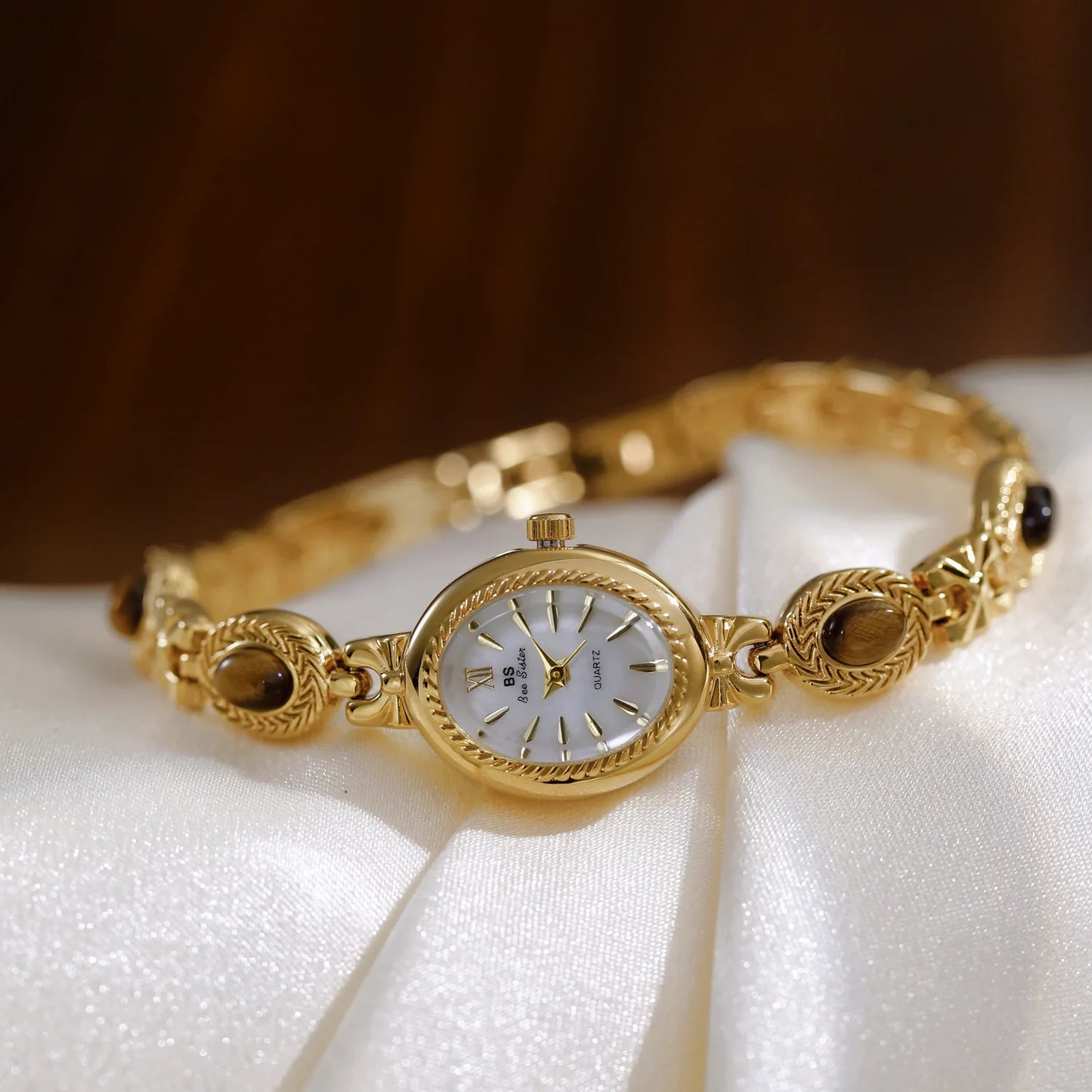 Elegant Women's Watch Jade Bracelet Small Clock Fashion Quartz Watches Luxury Golden Wristwatch Gifts For Women Original Brand