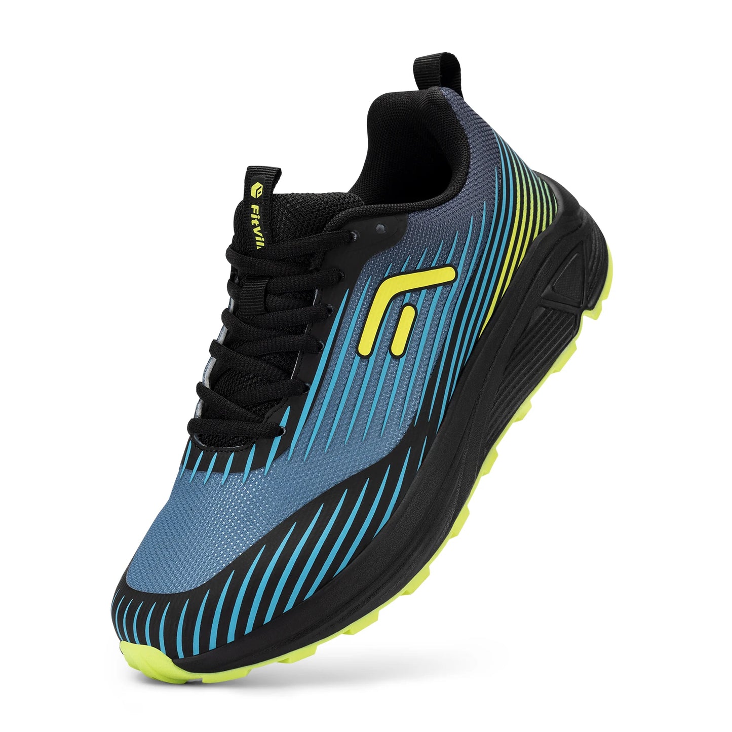 FitVille Men's Trail Running Shoes Outdoor Sneakers Wide Anti-slip Cushioning Lightweight for Swollen Feet with Arch Support