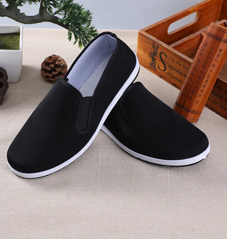 Beijing Men's Cloth Shoes New Style Work Shoes Rubber Sole Black Cloth Shoes One Step Work Shoes round Toe Breathable Wear Re...