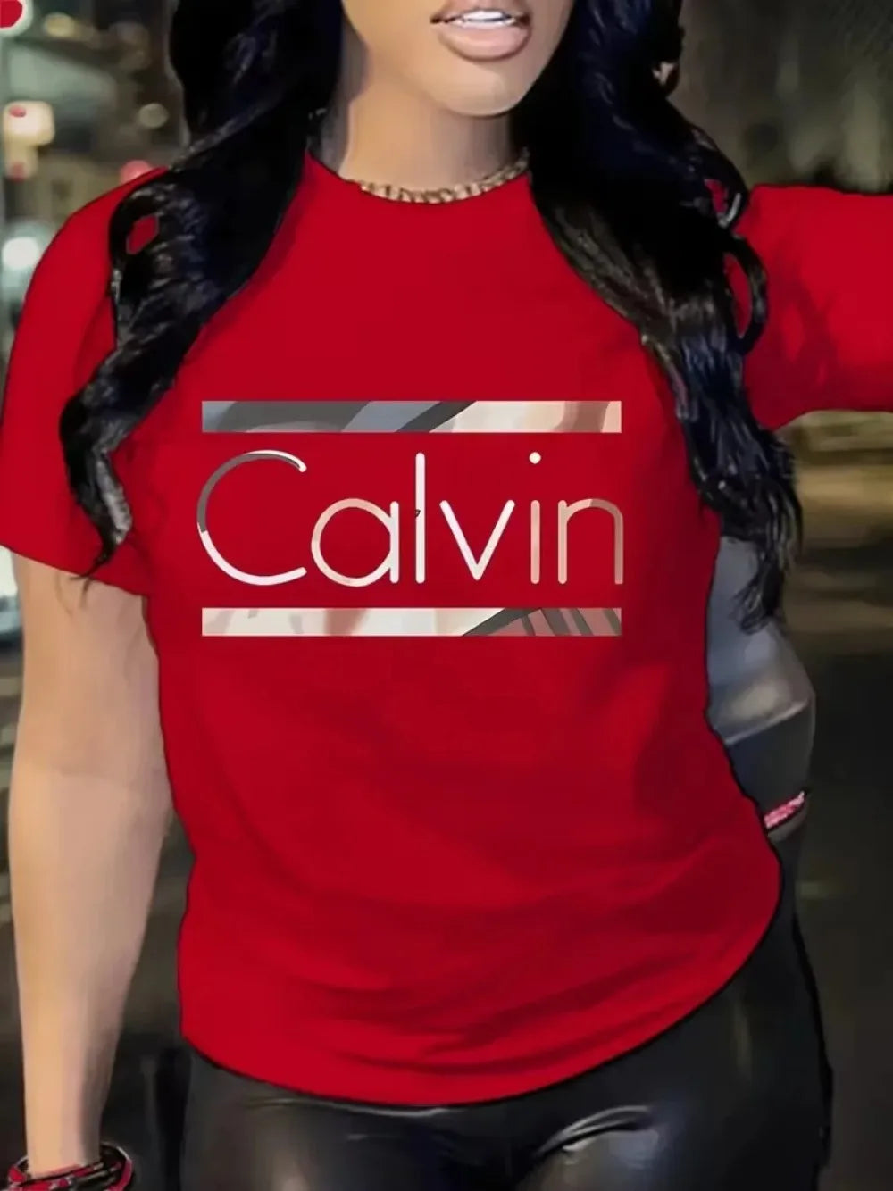 Hot Sale Women's Summer Fashion Casual Calvin Letter Pattern Print Loose Round Neck Short Sleeve Sportswear T-shirt y2k clothes