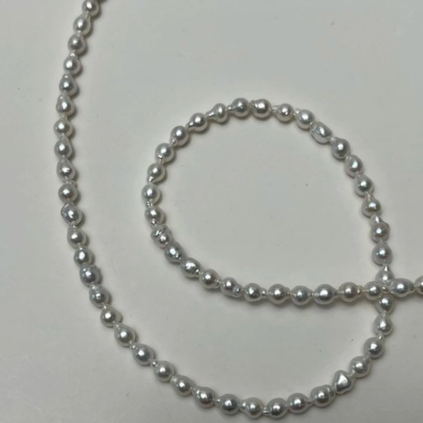 Natural Pearls Small 3-4mm Round Shape  Baroque Freshwater White Necklace  DIY Materials  Accessories Wholesale Jewelry Women