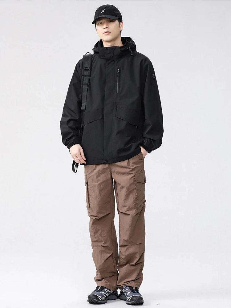 2026 New Men's Jackets Detachable Hood Windbreaker Windproof Outdoor Coats With Breathable Inner Layer 5 Colors