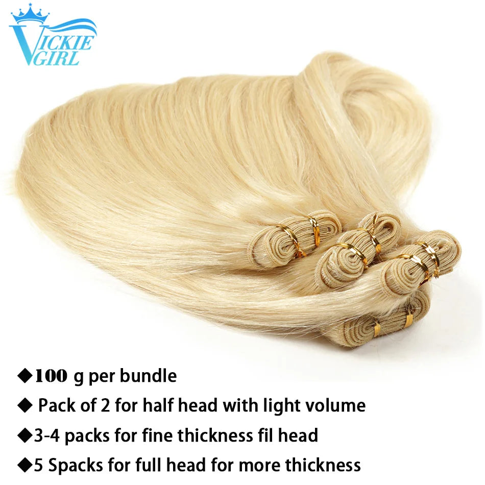 Straight Human Hair Weave Extensions Ombre Blonde Bundles Extensions 100g/Pcs 16"-28"  Straight Remy Skin Double Weft Hair