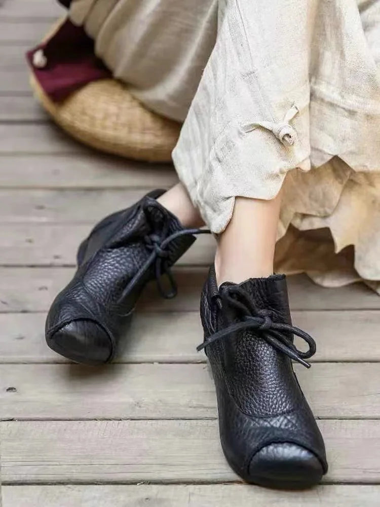 Careaymade-Genuine leather women's boots Fashion retro warm Oversized shoes cow leather Pure handmade ankle boots Casual boots