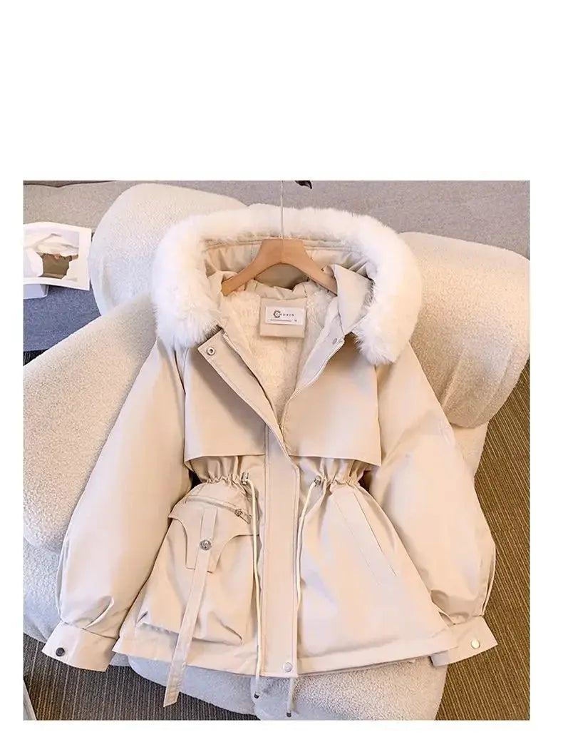 Detachable Pai Overcomes Women's Winter 2026 New Casual Down Cotton Thicken Hooded Coat Female loose Warm Wool Overcoat BAZAARHUBO