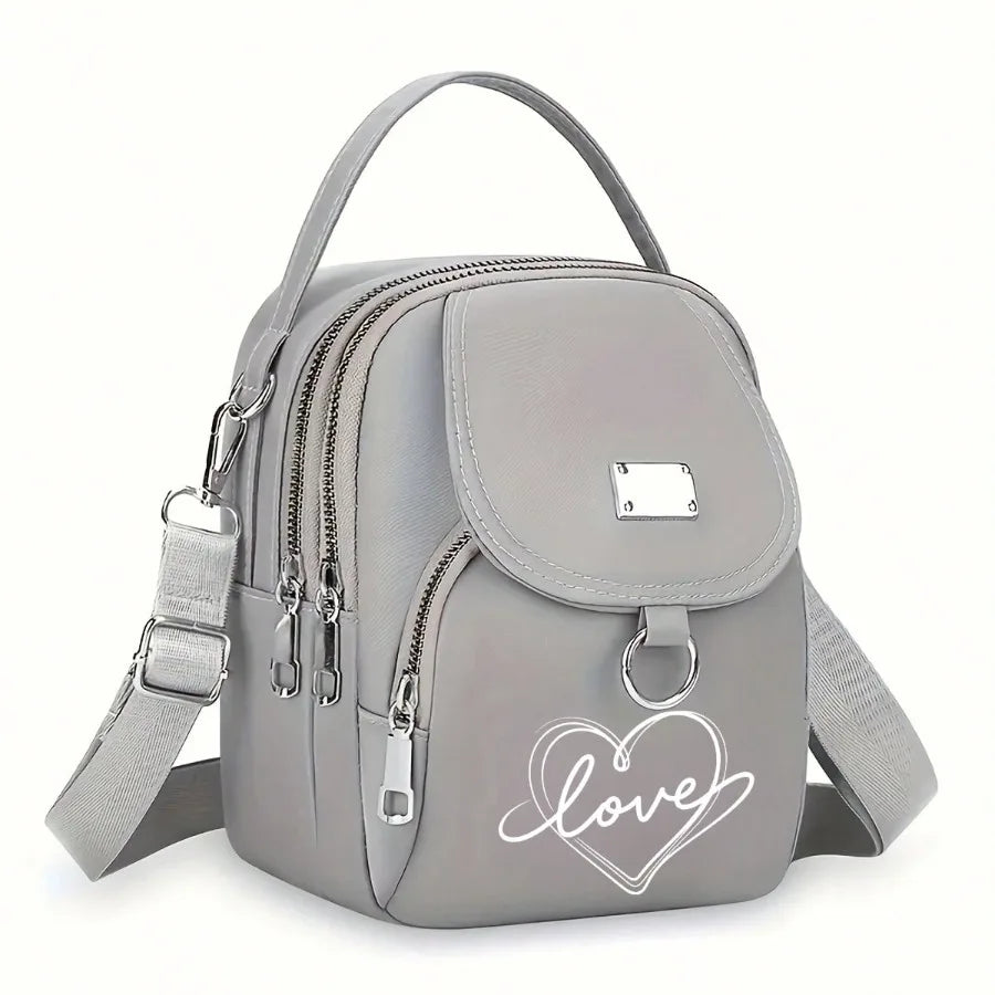 1pc Heart Love Print Shoulder Bag Women's Casual Mini Crossbody Bag Adjustable Good Capacity Small Handbag Girls Crossbody Bag