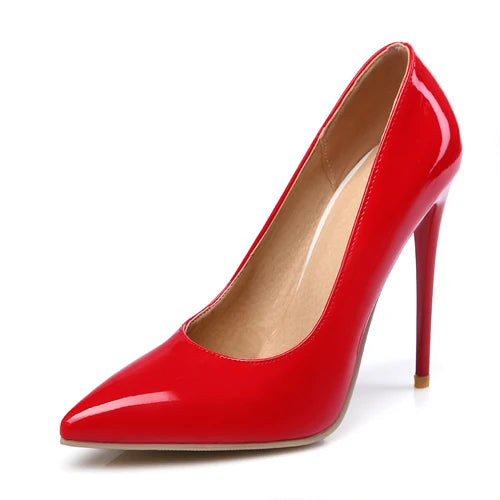 Fashion High Heels Women Pumps Shoes Brand Designer Point Toe Black Red White Nude Heeled Sexy Wedding Party Shoes Lady Big Size