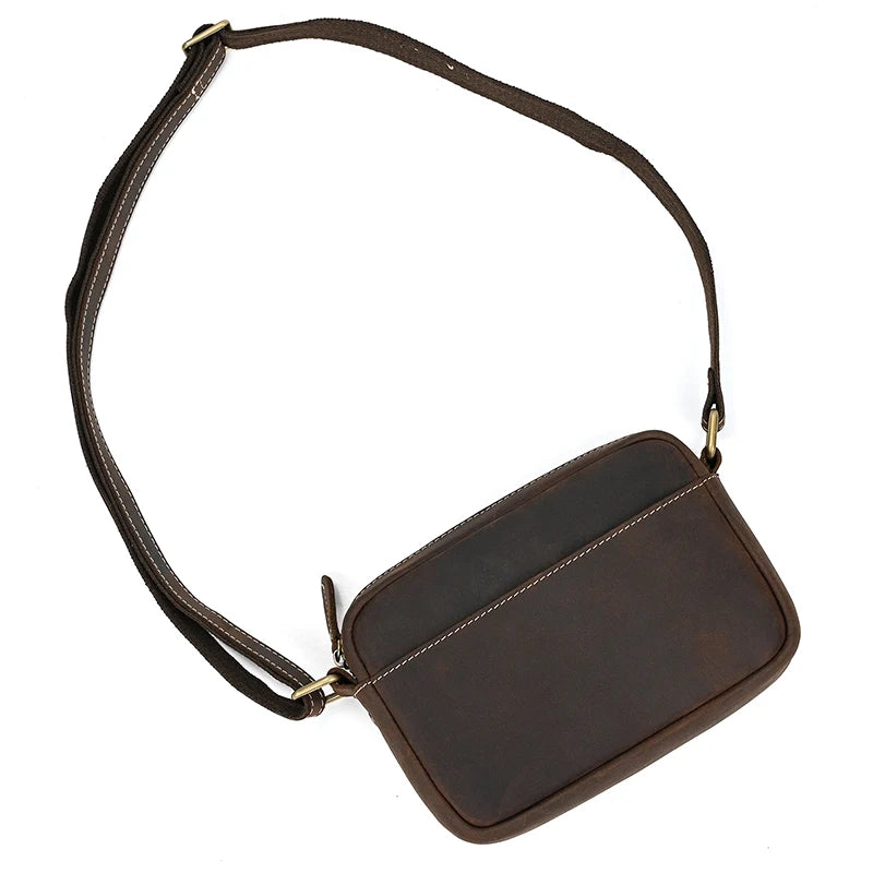 Crazy Horse Leather Messenger Bag Men's Leather Shoulder Bag For Mobile Phone Sling Bags For Men Woman Cross Body Bag