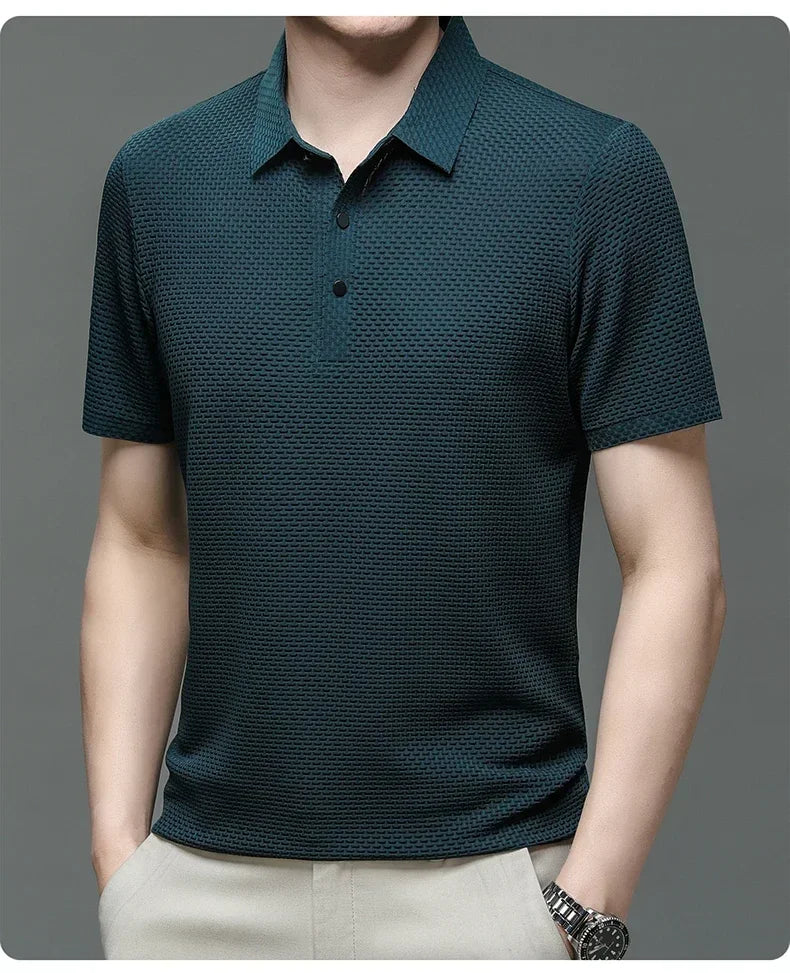 Brand Clothes Summer New Men's Short Sleeve T-shirt Ice Silk Cool and Breathable POLO Shirt Business Casual Sweat-absorbing Top