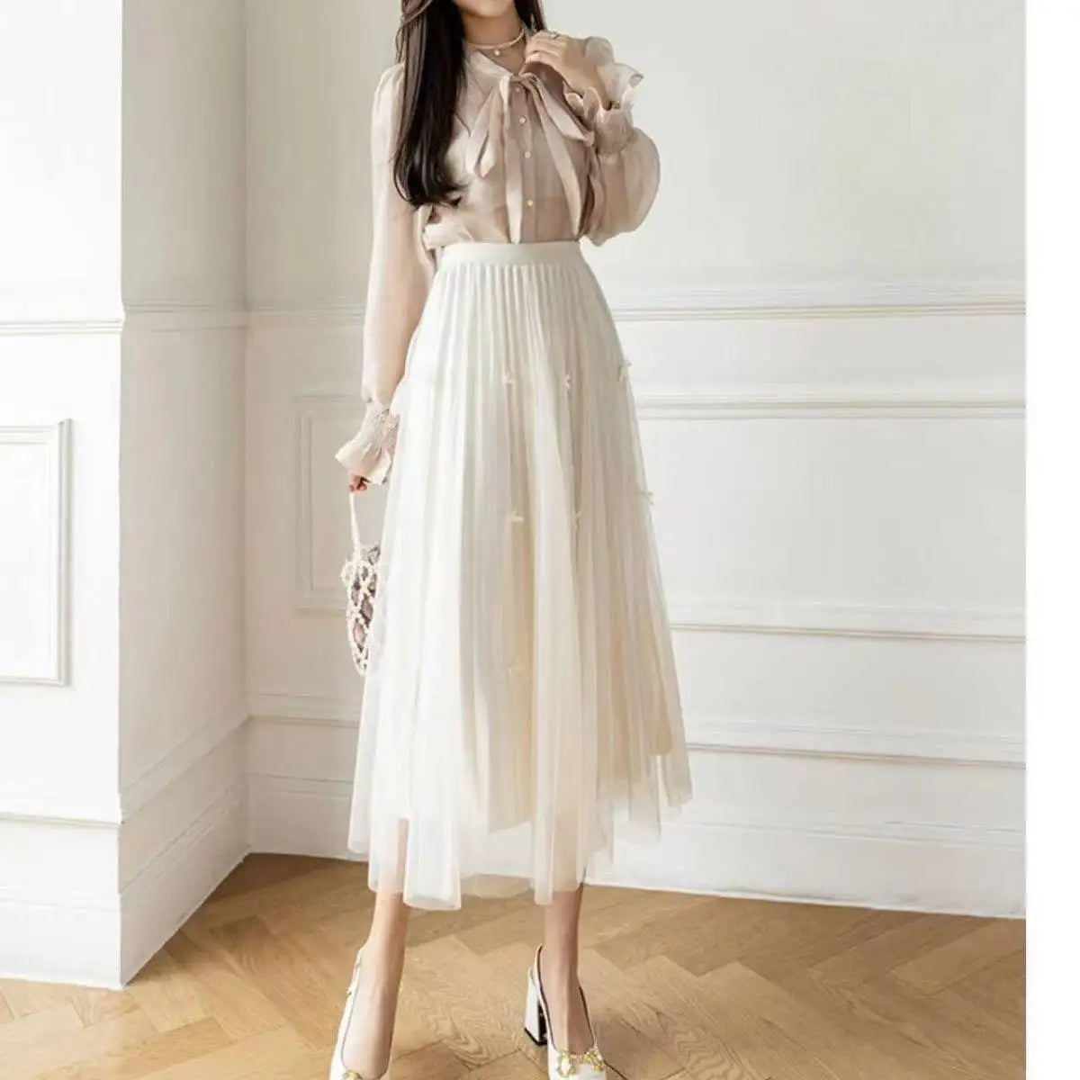 Summer Flowing Ice Silk Wide Leg Pants Women's plus Size Slimming Miniature Eighteen Skirt Pants High Waist Straight Leg Pants