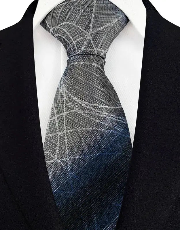Classic 8CM Polyester Ties For Men Formal Business Silver Gray Paisley Stripes Dot Neckties Handmade College Shirt Neckwear BAZAARHUBO