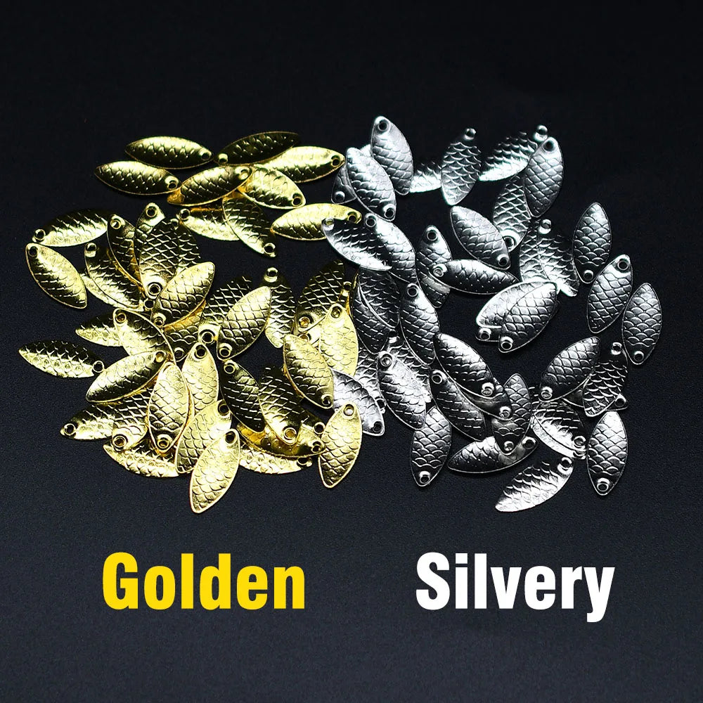 MNFT 50Pcs/lot Fishing Lure Metal Copper Blades Fish Scale Blade Spinner Rings Blade DIY Fishing Lure Hard Baits Accessories