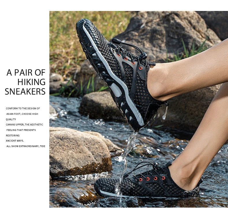 Breathable Mesh Men's Sneakers Outdoor Shoes For Men Summer Hiking Shoes Big Size 39-47 Wading Shoes Athletic Walking Shoes