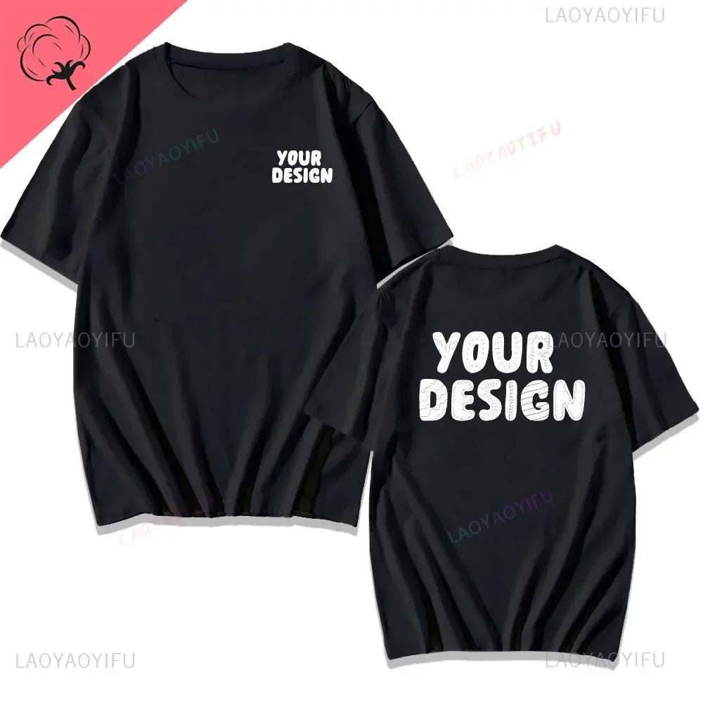 2025 Customized Printed Cotton Black White T Shirt Harajuku Men Women Tee DIY Your Like Photo  Tshirt Fashion Custom Tops