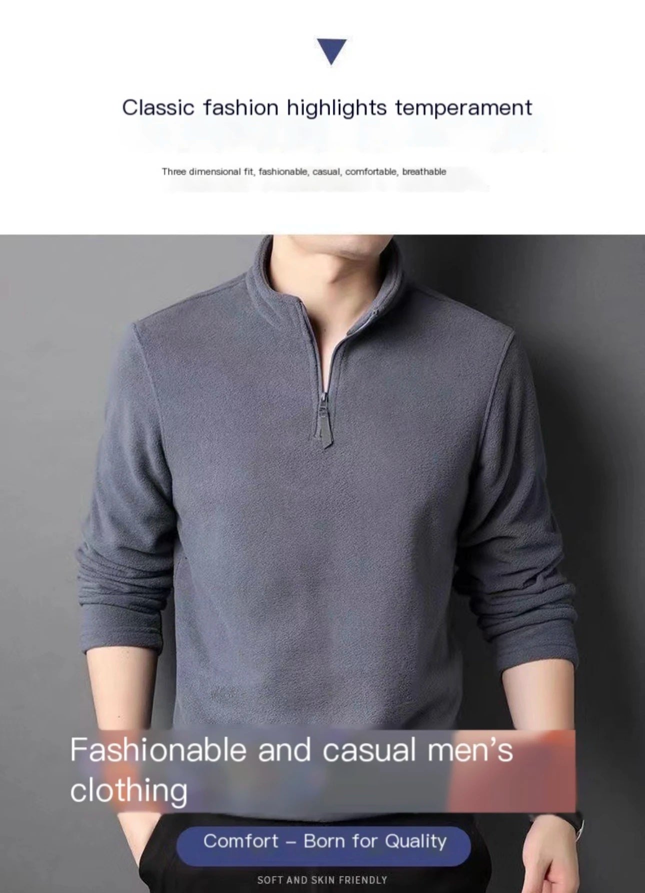 Men's insulation Polo Shirts 2026 Autumn Winter Standing Neck Half Zip Long Sleeve Fashion Versatile Sweatshirt Tees thicken Top BAZAARHUBO