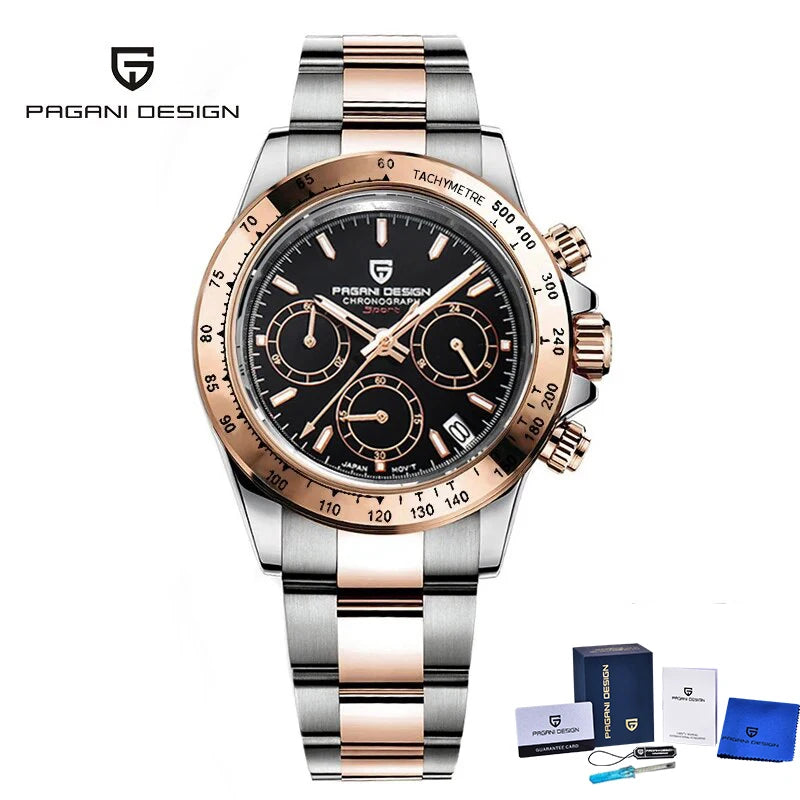 2026 New PAGANI DESIGN Rose Gold Chronograph Men's Watches Luxury Quartz Watch For Men Automatic Date Stainless steel Wristwatch