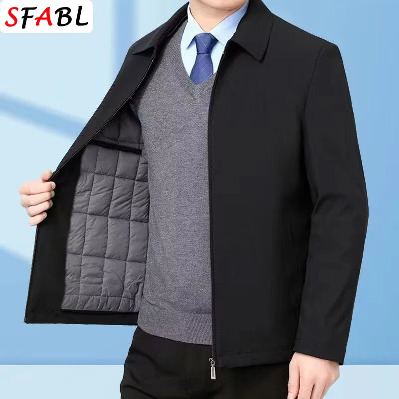 Luxury Thicken Padded Blazers for Men Social Jackets Men's Winter Jacket Windbreak Fleece Lining Business Office Dress Coat XXXL