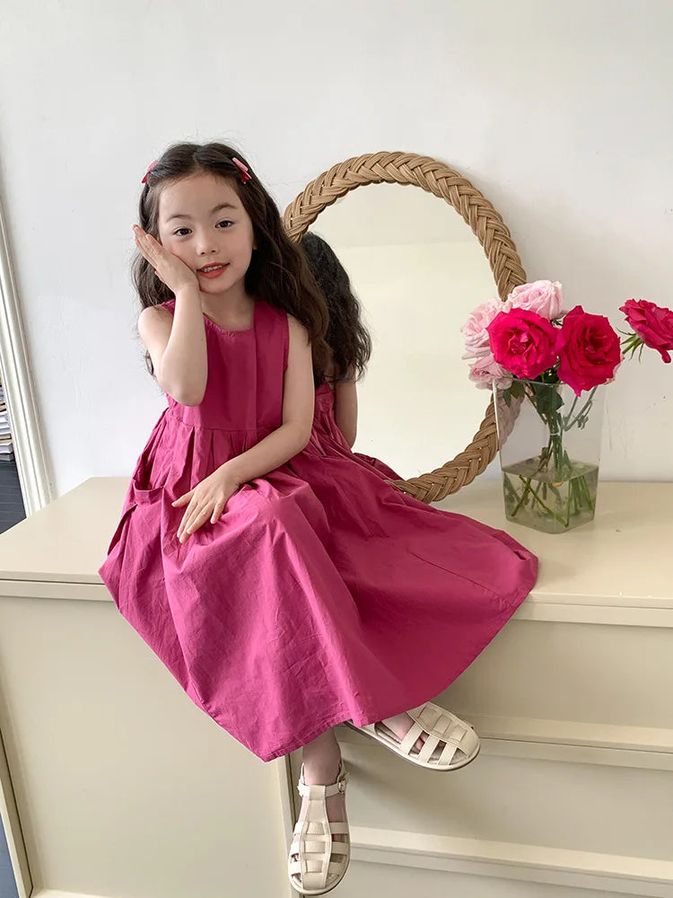 Girls Casual Dresses Girls' Dresses with Large Hemlines Sleeveless Casual Kids Dresses for Girls 2 To 8 Years Princess Dress