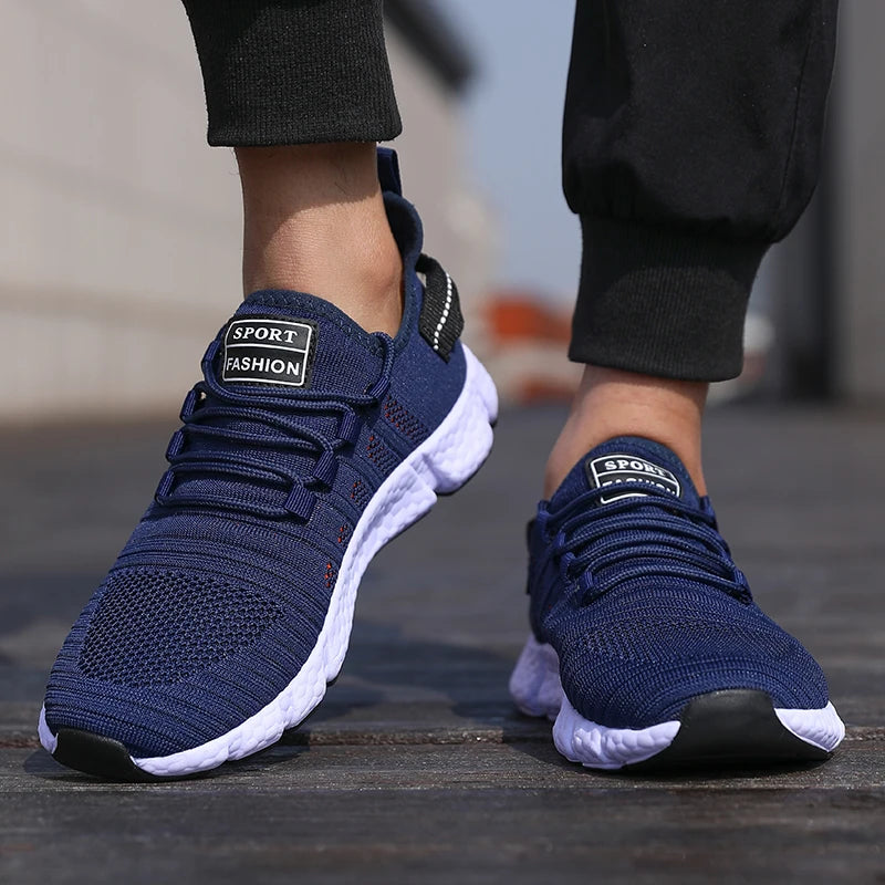 Men's  Cushioned Running Shoes Knitted Mesh Breathable Soft Soled Sneakers Fashion Forward Lightweight Outdoor Exercise Shoes