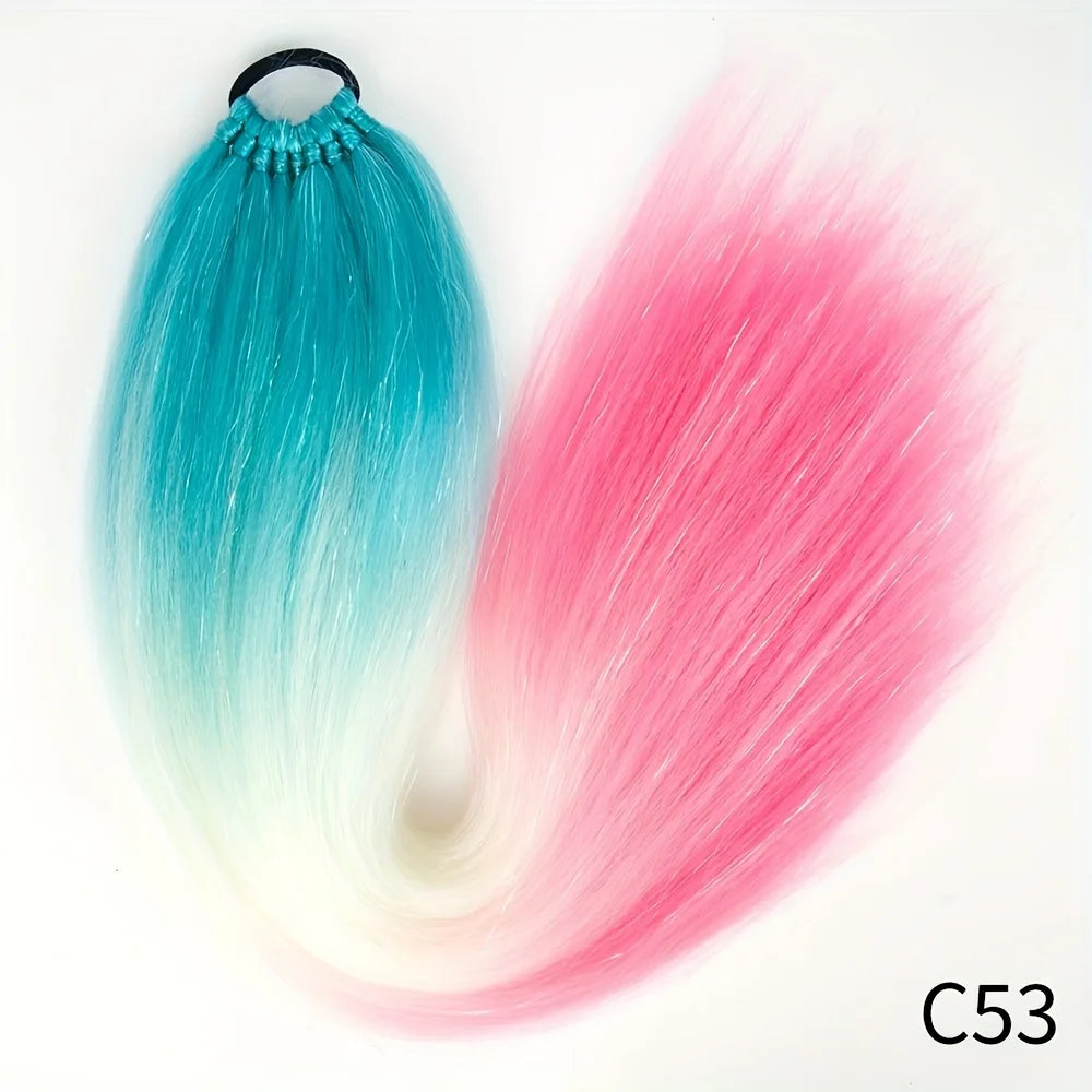 H&STAR  24Inch Synthetic Hair Ponytail Hair Extensions  Hair Shiny Hair Ponytail Extension For Braiding Hair On Hair Tie Loose