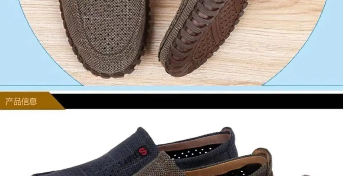 Men's Mesh Shoes Summer Hollow Out Breathable Casual Shoes Large Size Oxfords Bottom Work Shoes Soft Comfort  Flats Male Sneaker