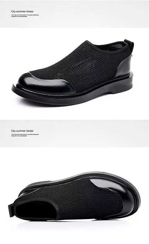 New Men's Summer Fashionable Large Casual Leather Shoes Breathable Mesh UK Versatile Business Simple Design
