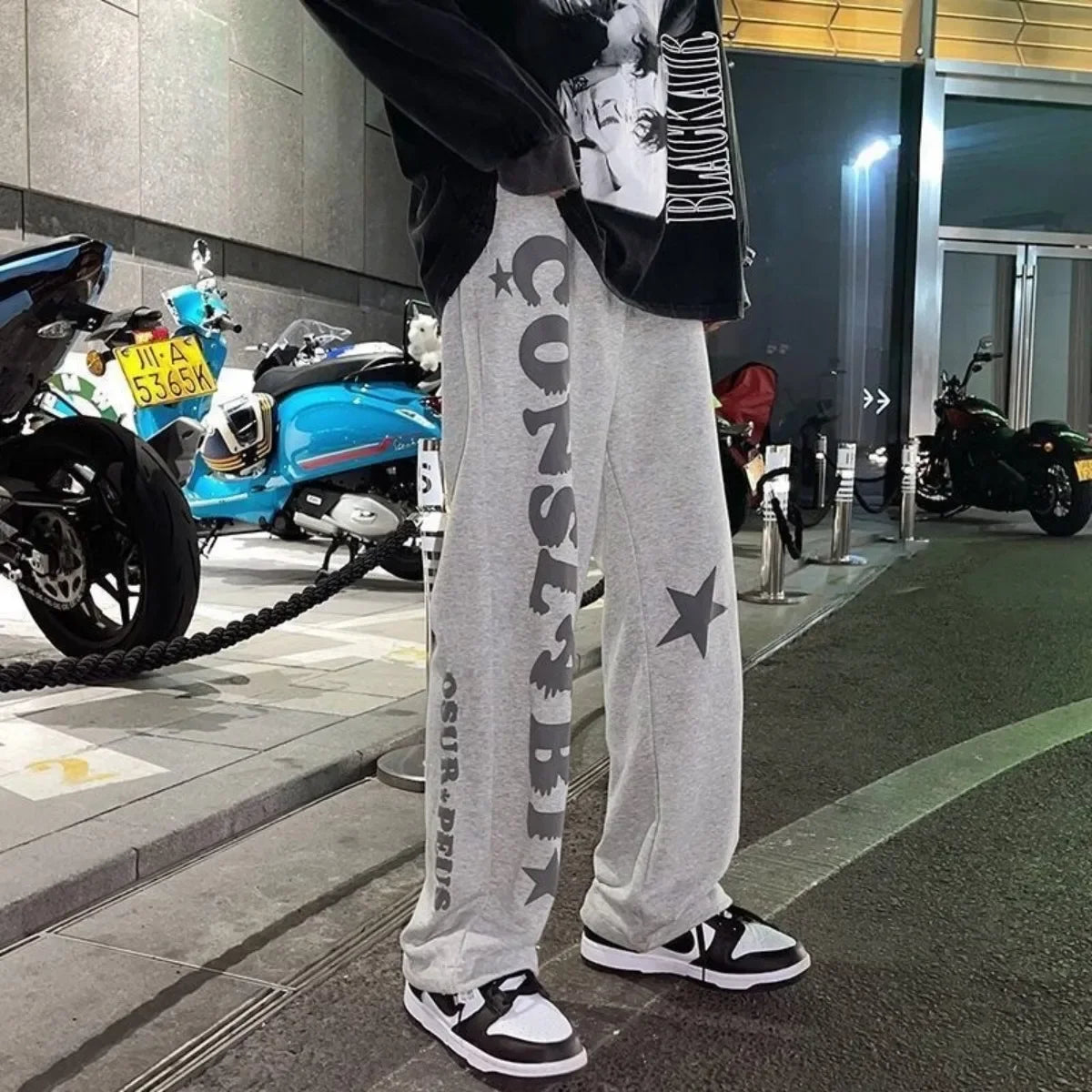 Men's Fashion Cool Lightweight Sweatpants Solid Color Joggers Printing Men Baggy Pants Streetwear Long Trousers Men Versatile