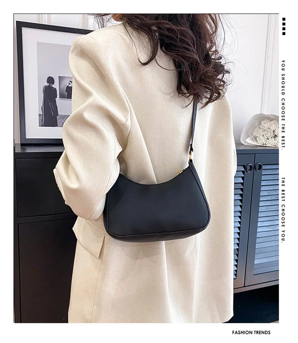 WOMEN'S Bag Underarm Bag  Handbags Retro Solid Color PU Leather Shoulder Underarm Bags Casual Women Hobos Handbags