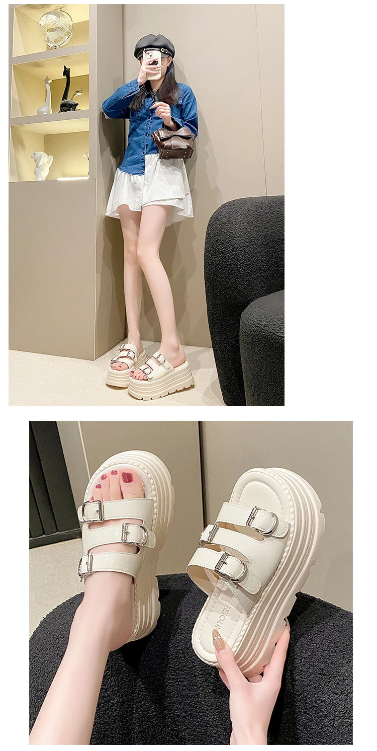 New Fashion Slippers Women Thickness Wedges High Heels Leisure Summer Sandals Female Platform Fish Mouth Shoes Ladies Slippers