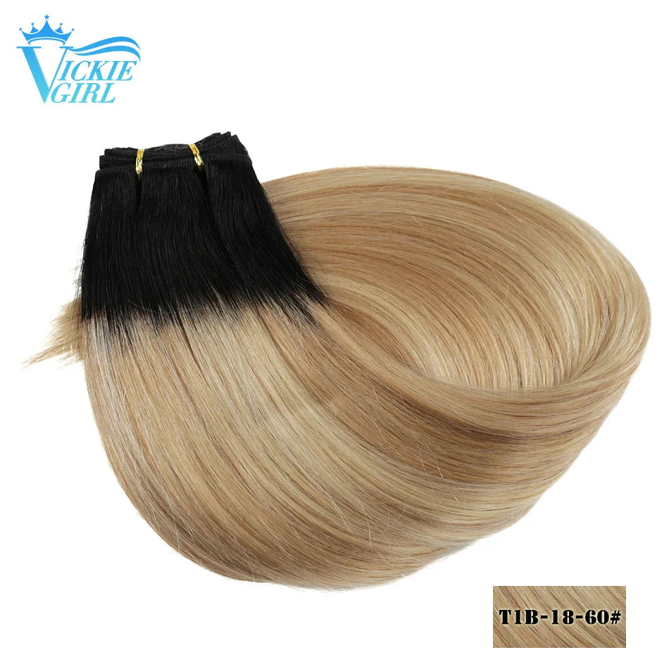 Straight Human Hair Weave Extensions Ombre Blonde Bundles Extensions 100g/Pcs 16"-28"  Straight Remy Skin Double Weft Hair