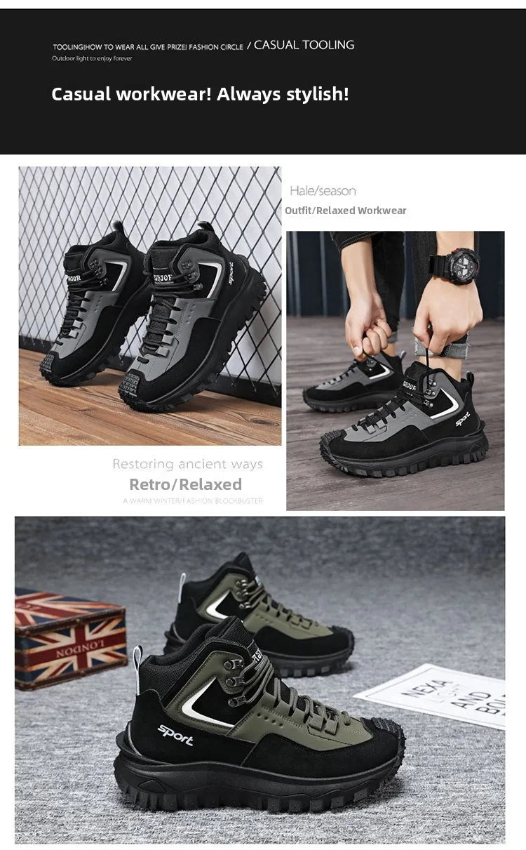 Men's Large Size Versatile Mountain Climbing Anti-slip Wear-resistant Outdoor Casual Trendy Spring Lightweight Dad Shoes