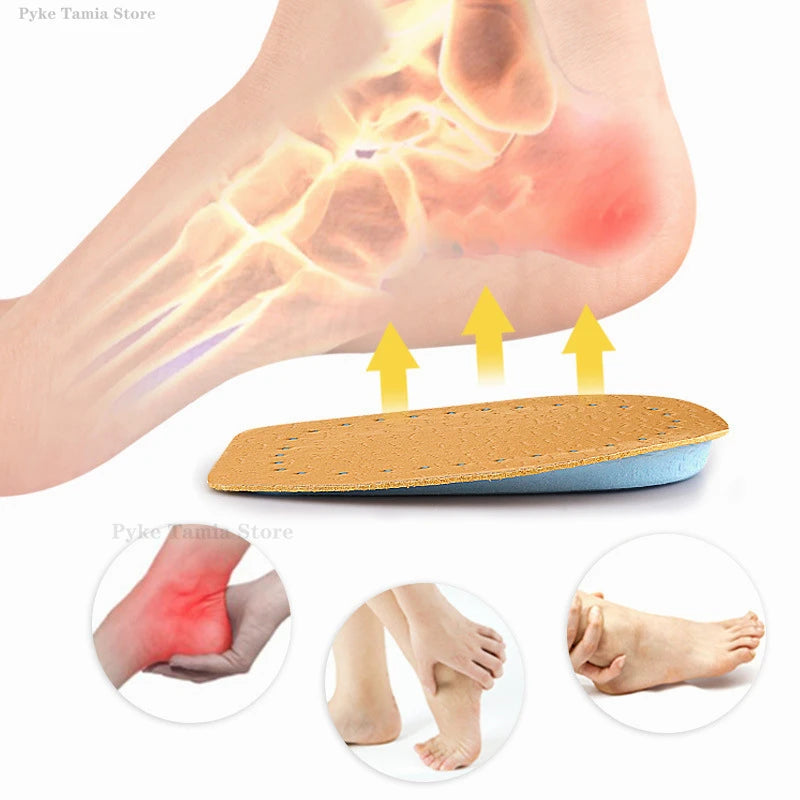 Latex Leather Heel Insoles Pads Thickened Shock-absorbing Foot Soft Cushion Shoes Care Inserts Heel Support Half-size Insoles