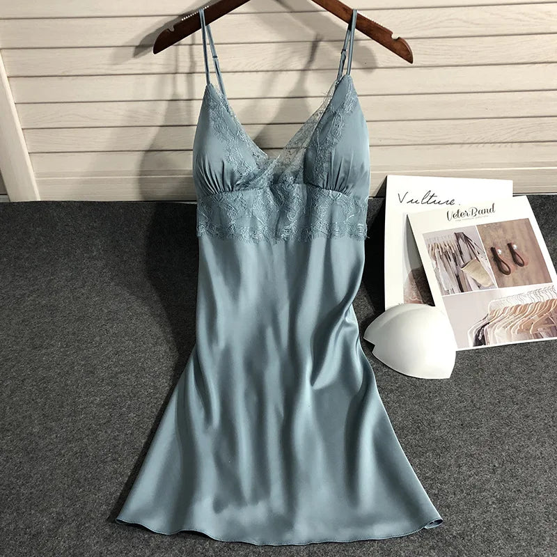 Women Pajamas Five Piece Set Spring Summer Sleepwear Nightgown Sexy Lace Bath Robe Gown Loose Silk Satin Home Wear Loungewear