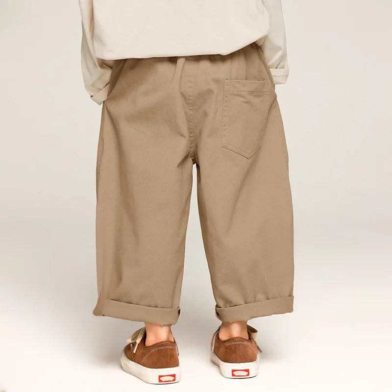 2025 Spring Kids Pants Korean style Children's solid color casual pants Boys cotton loose Trousers