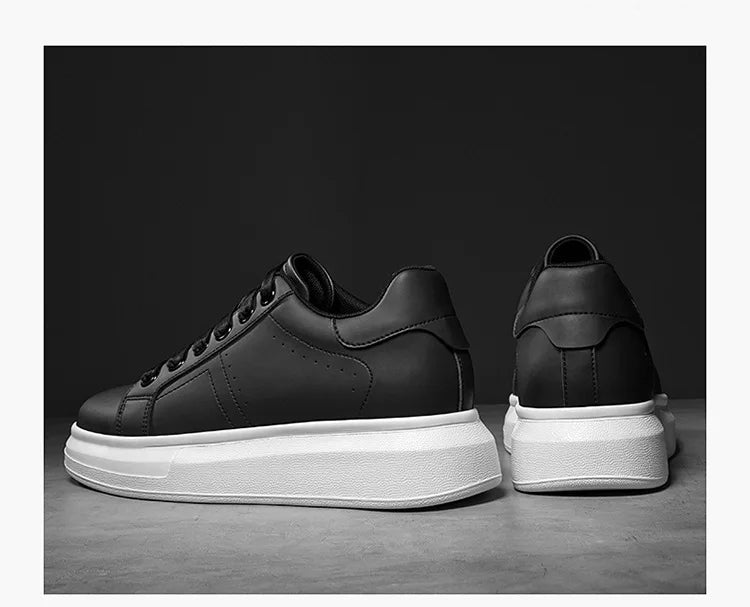 Men's Invisible Height Increasing Elevator Shoes Lace-up Sporty White Sneakers 6cm 8cm 10cm Taller Size Plus Invisible Elevate