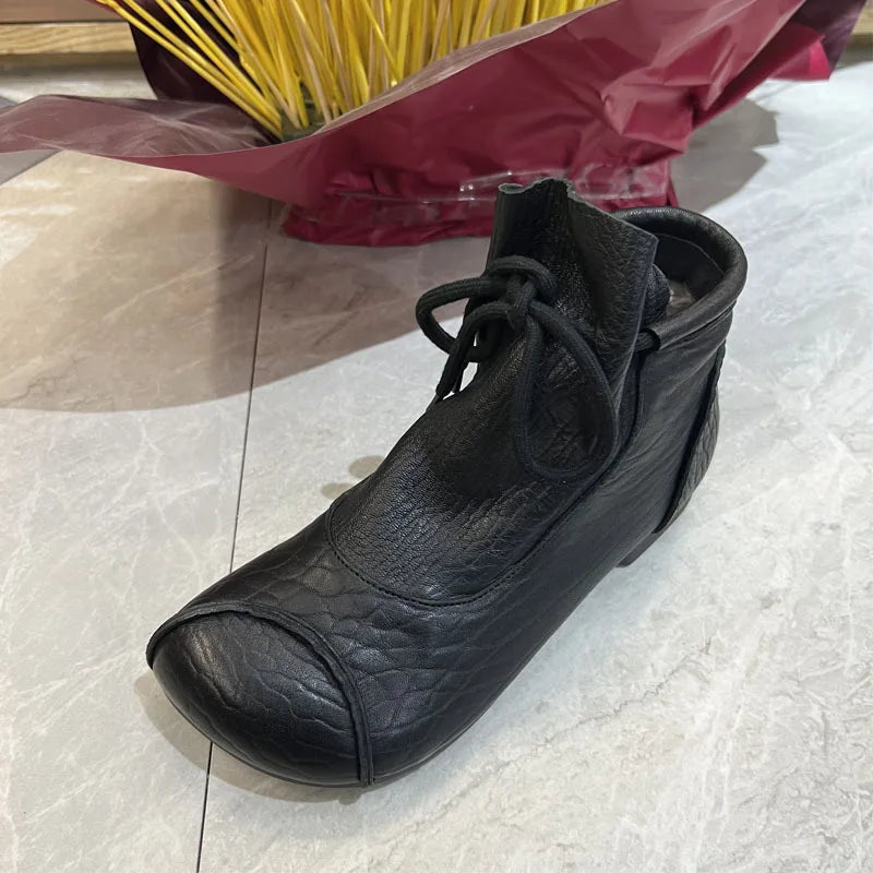 Careaymade-Genuine leather women's boots Fashion retro warm Oversized shoes cow leather Pure handmade ankle boots Casual boots