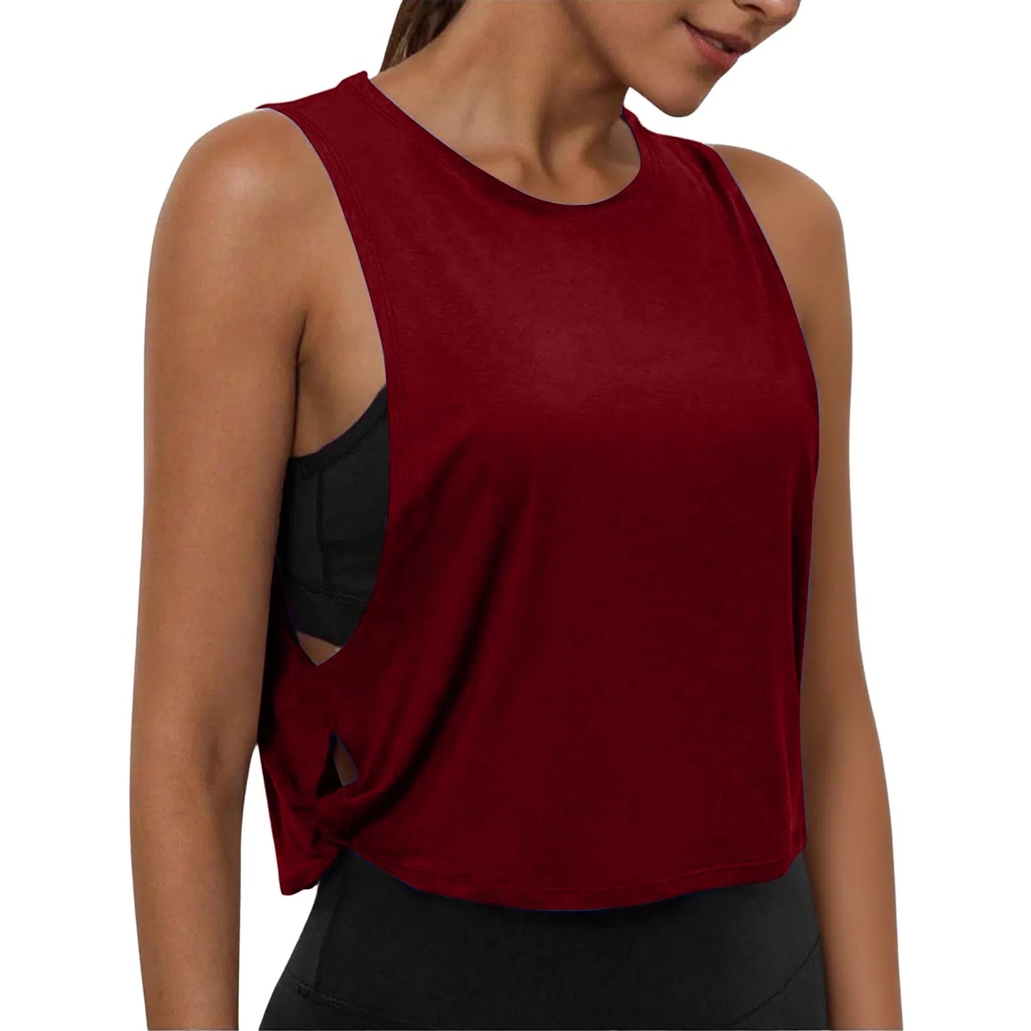 Women Sleeveless Yoga Top Breathable Gym Vest Tank Crop Top Running Tee