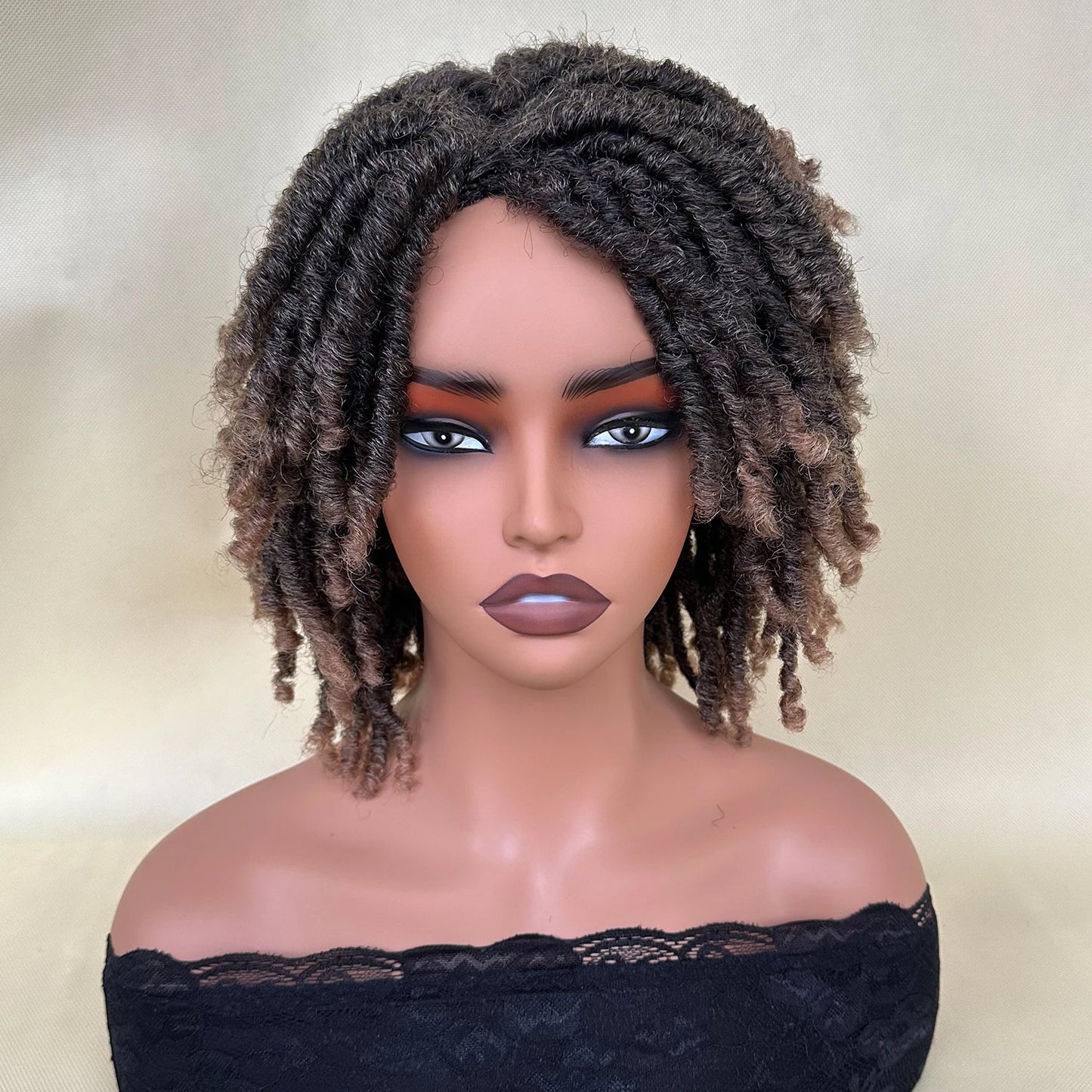 Short Dreadlock Wig Afro Crochet Twist Hair Wigs For Black Women Curly Synthetic Naturel Soft Faux Locs Wig