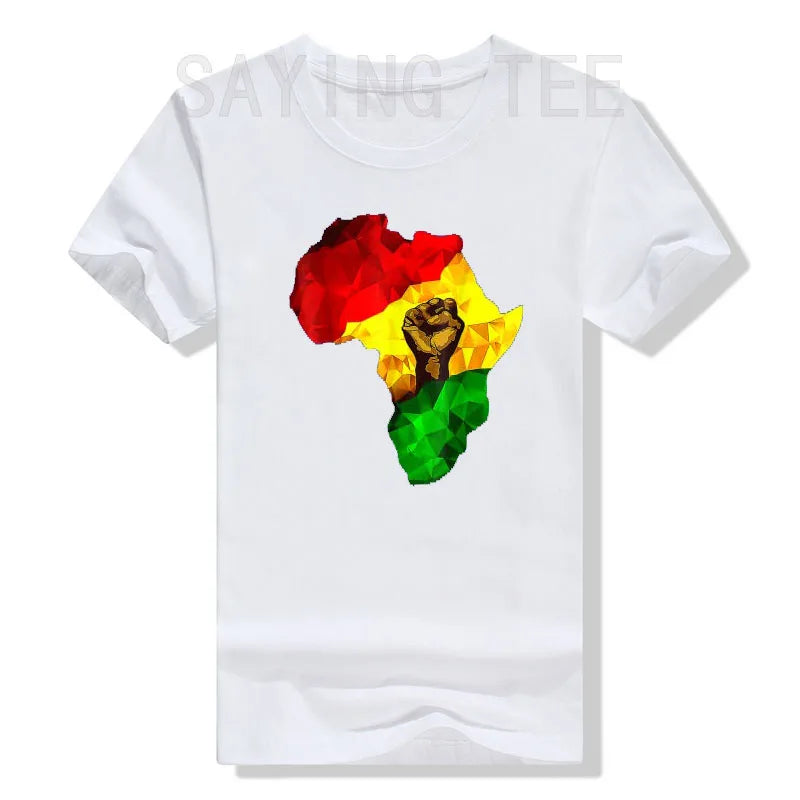 Africa Map Rising Hand Juneteenth African Pride Freedom Day T-Shirt Black History Apparel Streetwear Black-proud Graphic Tee Top