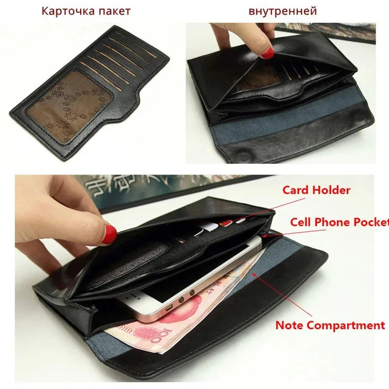 Luxurious Genuine Leather Women's Long Wallet Wallet Clutch 2-in-1 Credit Card Holder Wallet