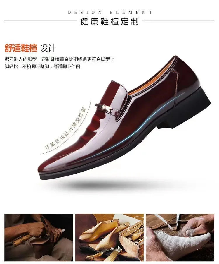 Luxury Business Oxford Leather Shoes Men's Breathable Patent Leather Formal Shoes Plus Size Mans Office Wedding Flats Male Black