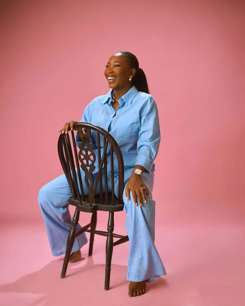 African Style Women 2 Piece Casual Outfits Blue Button Shirt & Wide Leg Pants Set Elegant Daily Streetwear Loose Loungewear