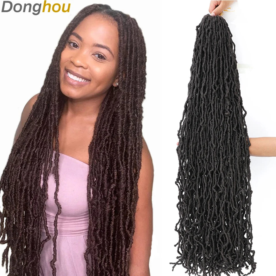 Long Goddess Faux Locks Crochet Braids Brown Blue 1B 30 350 Soft Locs Braiding Hair Synthetic Faux Locs Crochet Hair Extensions