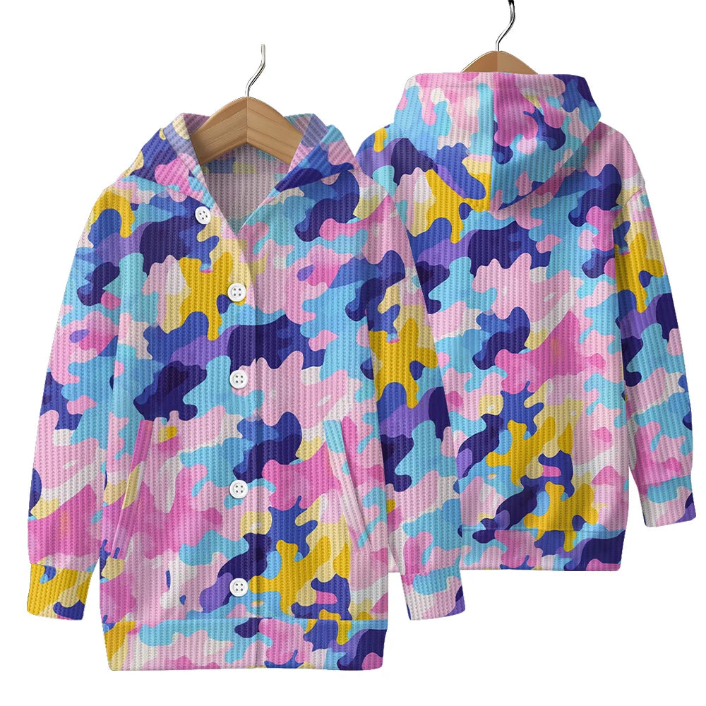 Trendy Camouflage Hooded Cardigan Coats Soft Button-Up Front All-Season Comfort for Outdoor & Indoor Wear Durable Casual Style