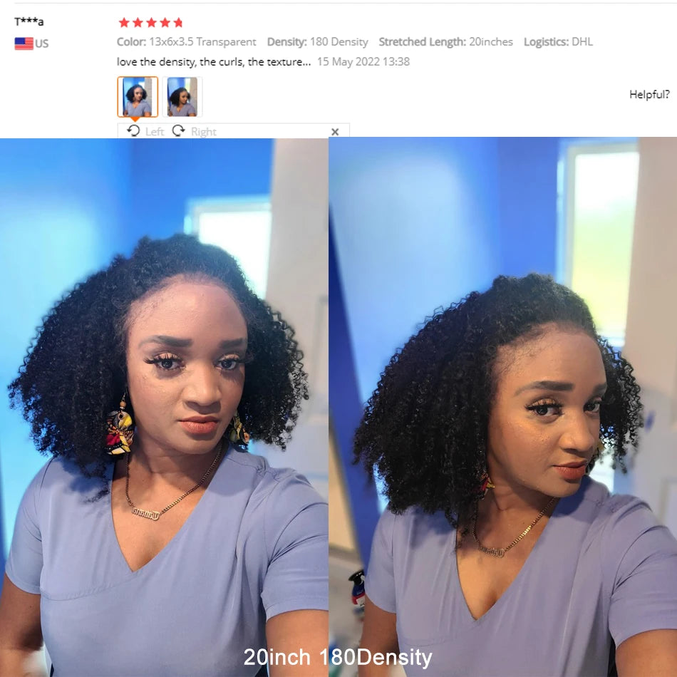 Afro kinky Curly Wig Human Hair 13x6 Lace Frontal Wig Deep Part Transparent Lace Front Wig 200 Density Brazilian Xcsunny