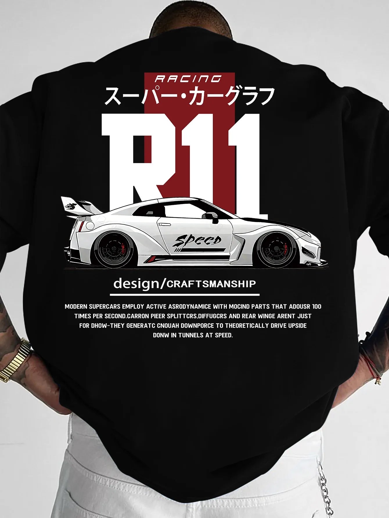 Mens Summer T-shirt with Street Style Featuring Speed Supercar Design Theme Trendy Printed Pattern 100% Cotton Loose Comfortable