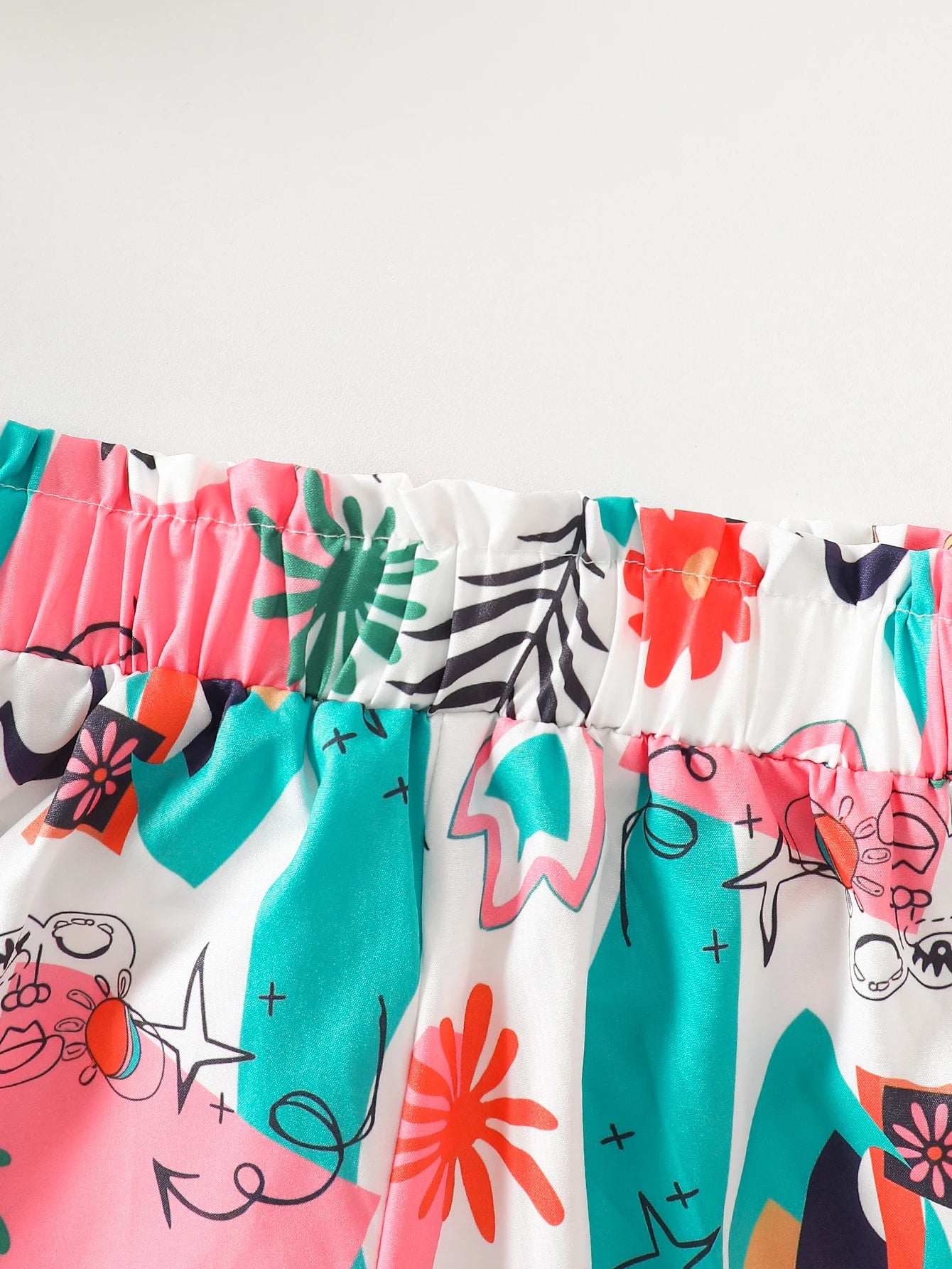 Teen Girls Summer Clothes Set Fashion Ribbed Top & Tropical Wide Leg Pants 2PCS Kids Streetwear Outfits for Party 5-14 Y