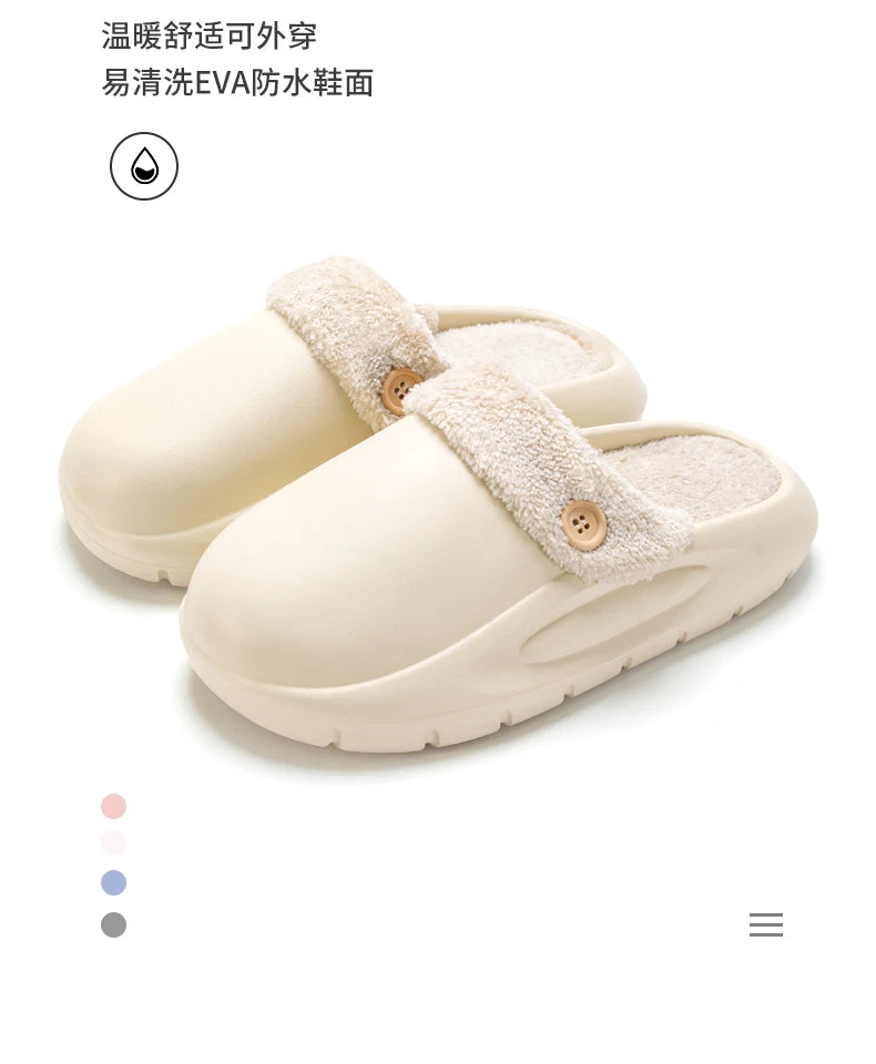 Winter Waterproof Warm Plush Slippers for Young People,Women,Men